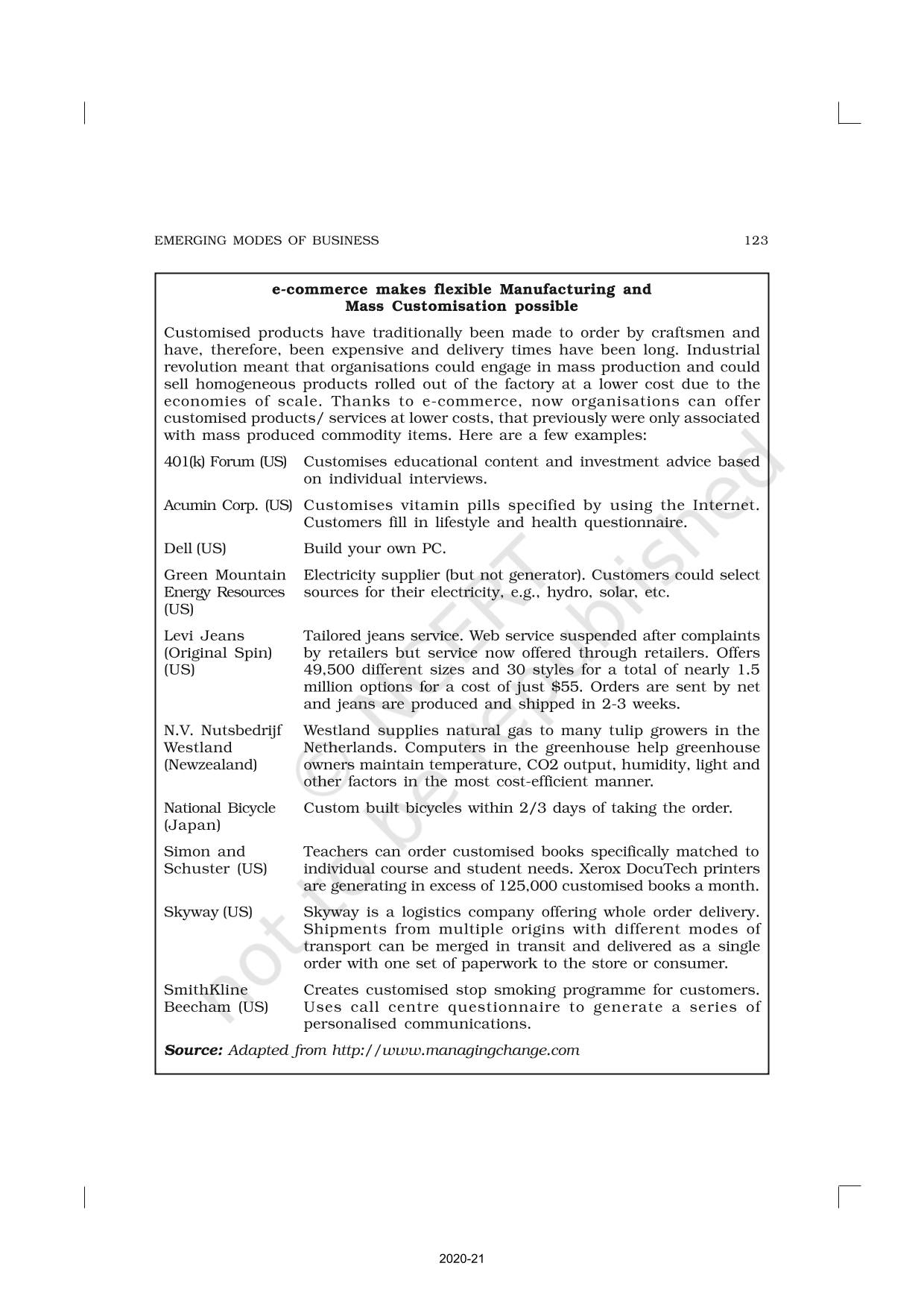 Emerging Modes Of Business - NCERT Book Of Class 11 Business Studies